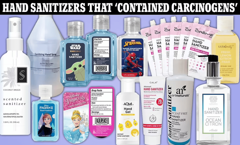 are hand sanitizers a cancer risk? thousands of gels and sprays have been recalled since 2021 because they may contain deadly chemical - after becoming everyday essential during pandemic